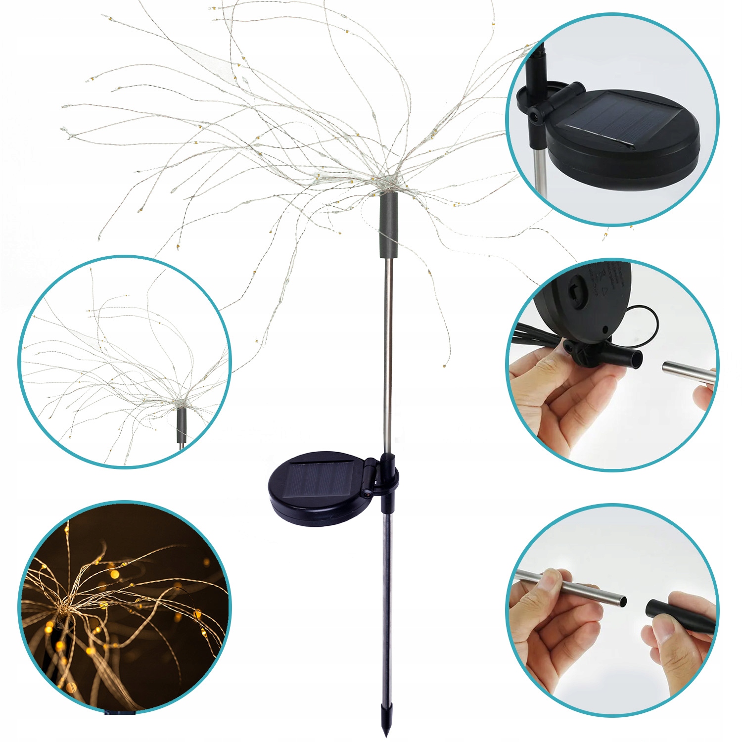 Zabudovateľná solárna lampa Forever Light, strieborná, 95 cm, 1 ks.
